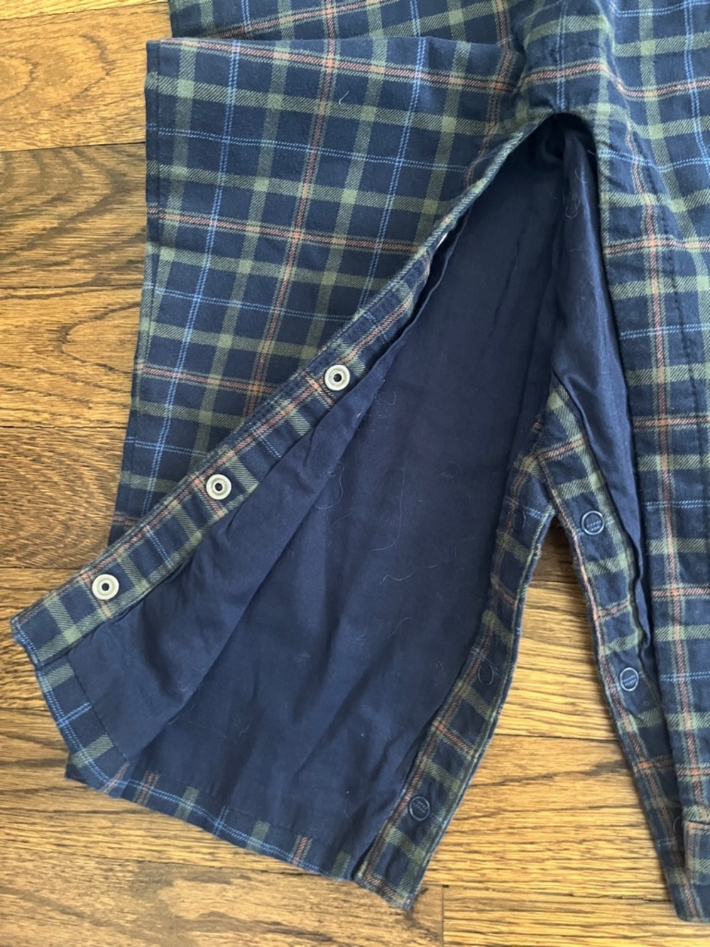 Janie and Jack Navy and Green Plaid Overalls - Picture 4 of 7